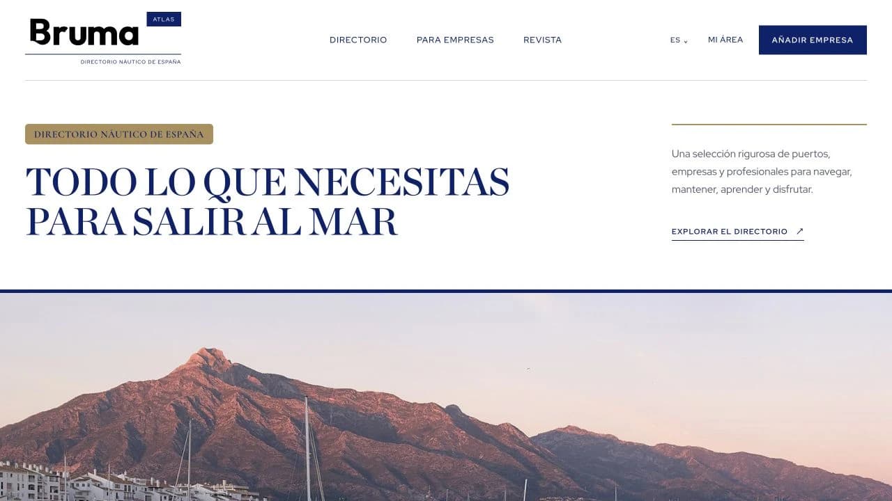 Portada de Atlas Bruma, el directorio náutico de España.